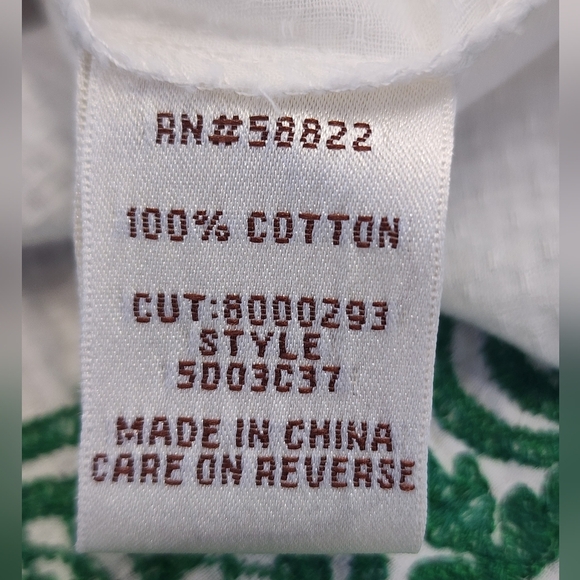 Max Studio Specialty Product Women's White Green Embroidered Women's Top, sz SM - Picture 11 of 12